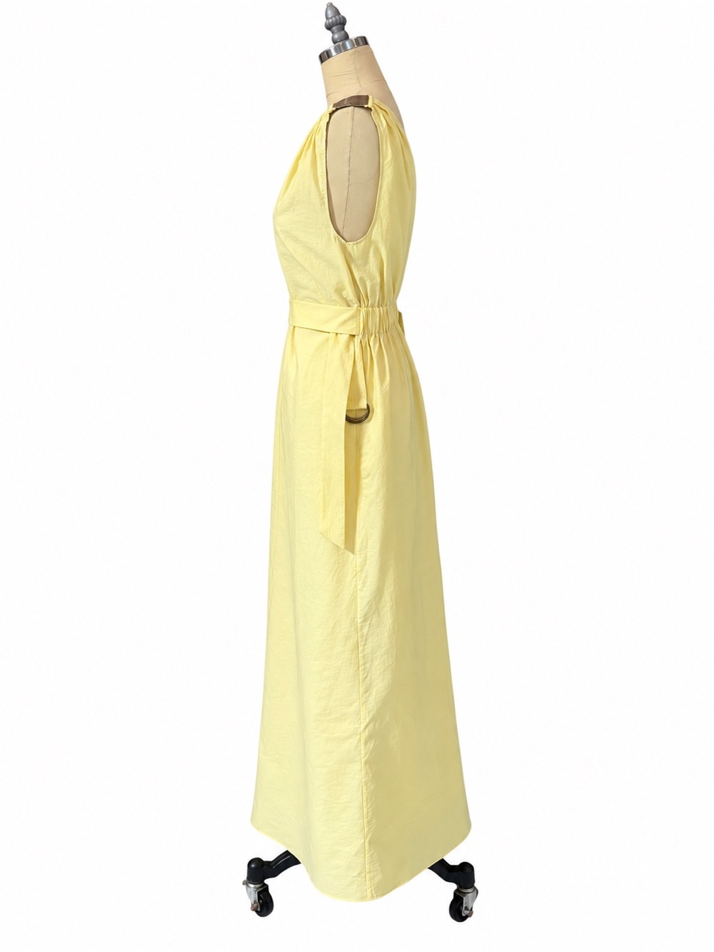 Brunello Cucinelli Pale Yellow V-Neck Sleeveless Maxi Dress - Picture 6 of 8